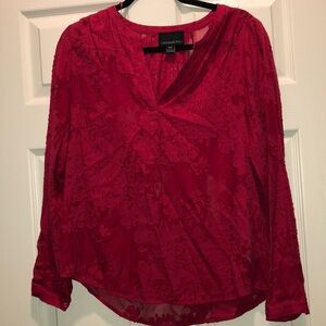 Cynthia Rowley hot pink long sleeve burnout blouse. Size S